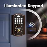 ELAMOR M19 Keyless Entry Door Lock - Smart Lock with Keypad, Auto-Locking Electronic Deadbolt, 50 User Codes, Waterproof Security, Easy Installation for Front Door, Ideal for Home Apartment Use
