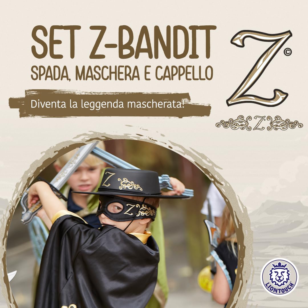 Liontouch - Set Z-Bandit - Spada Giocattolo, Maschera e Cappello per Avengers | Per Bambini/Bambine dai 3 agli 8 anni | Gommapiuma Resistente e Sicura | Costumi e travestimenti per Giochi di Ruolo