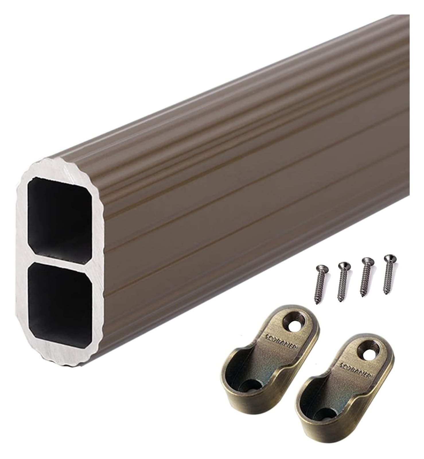 ROHCGHC Wardrobe hanging rods, Metal Hanging Closet Rods Screw In, Heavy Duty Wardrobe Rail Tube Clothes Pole, 20 23 27 31 35 39 43 47 51 Inch(Champagne Color,110cm/43.3in)