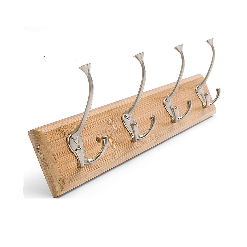 Mobygkfy Natural Wall Mounted Opening Shelf 4 Metal Hooks Wall Mounted Drying Rack Towel Towel Rack(Natural)