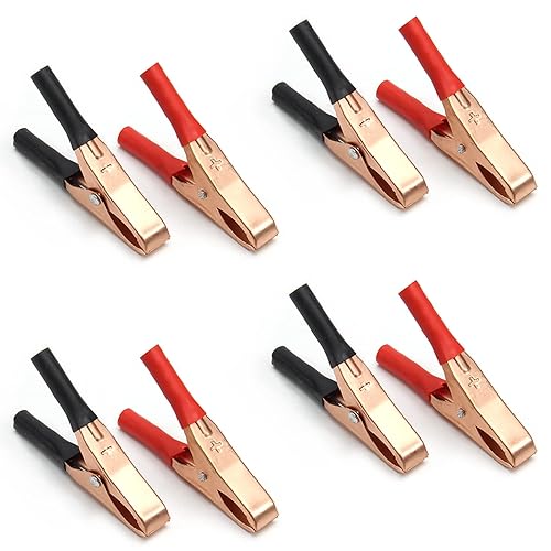 Miniatura 6 de Fielect 2 clips de cocodrilo aislados de alta resistencia 5A, abrazaderas de prueba eléctrica de cocodrilo de batería, abrazadera de cargador de