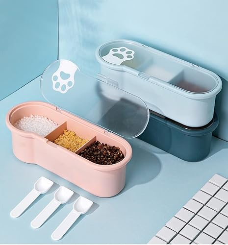 Miniatura 7 de AKOAK 1 paquete de contenedor de especias para condimentos, contenedor de almacenamiento de 3 frascos de condimentos, contiene 3 cucharadas para