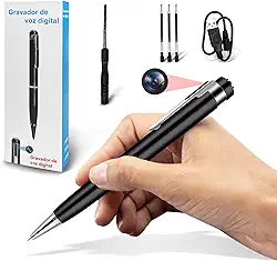 IIGENAI Câmera escondida Ultra HD 1080p Caneta câmera espiã portátil com cartão SD de até 128 GB Gravação em loop ou minicâmera para uso interno e externo