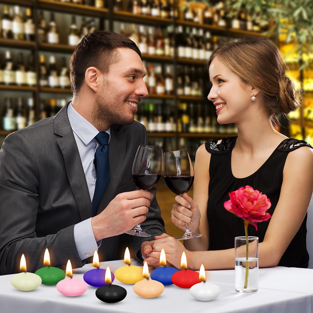 Lot De 50 Bougies Flottantes Non Parfumées WANDGU - Bougies Chauffe-Plat Pour Saint-Valentin, Mariage, Noël, Dîner, Blanc