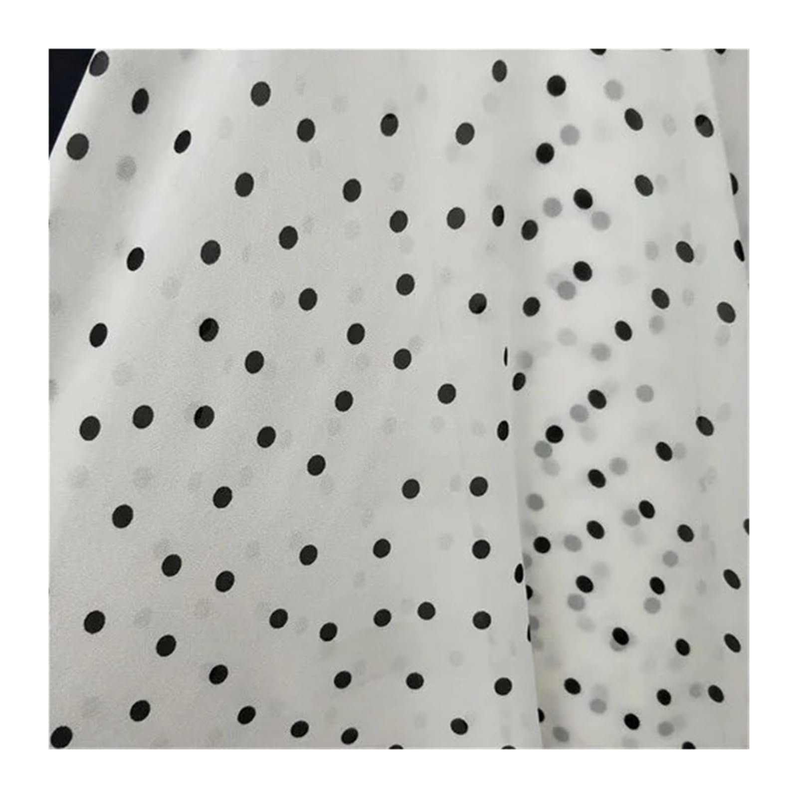 Polka Dots Fabric Polka Dots Pearl Chiffon Fabric By The Meter for Clothing Dresses Shirts Sewing Printed Drape Thin Soft Cloth(White Black dot)