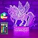 Produktbild Einhorn Geschenke, Einhorn Nachtlicht für Mädchen,16 Farbe nachttischlampe Fernbedienung LED illusion Lampe Einhorn Toys für 3 4 5 6 7 8 9 Jahre alte Mädchen Geburtstagsgeschenk (Einhorn-06a)