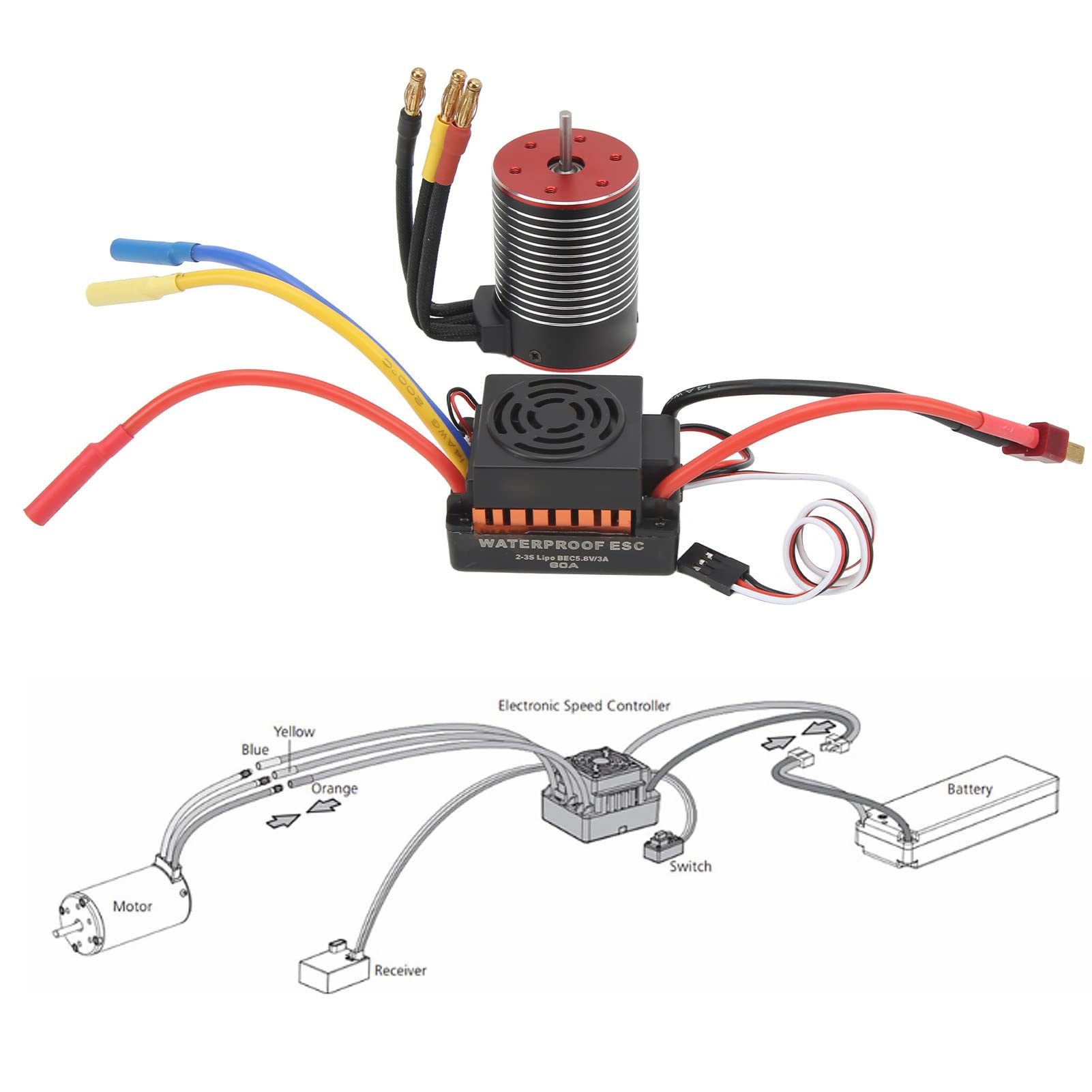 Set combinato ESC motore brushless anti acqua 5200KV 60A per aggiornamento camion auto 1 10 1 12 1 16 RC