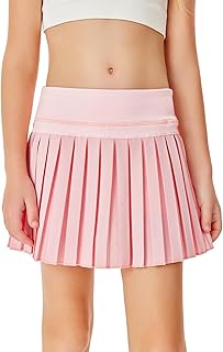 Haloumoning Girls Pleated Skirts with Shorts Athletic Tennis Skorts Sport Performance Skirt with Pockets 4-14 Years
