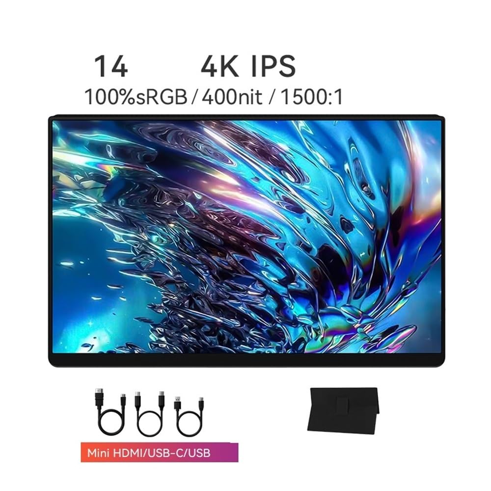 Monitor portatile da ufficio con schermo di estensione 14 pollici, 60 Hz, 4K IPS Full HD, 400 nit Monitor per Smart Working