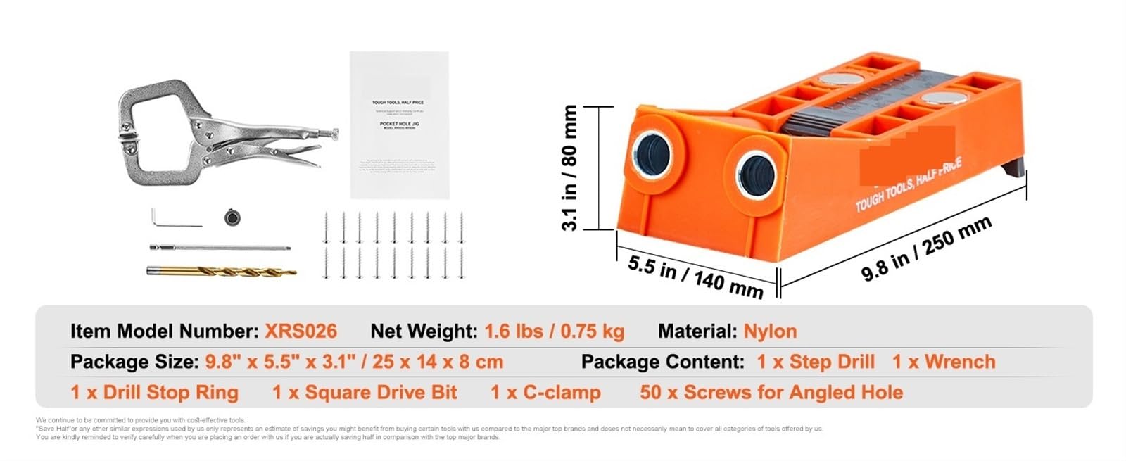 56 sztuk kieszonkowy przyrząd do otworów Mini Jig kieszonkowy System otworów z 9 "c-clamp stopniowy klucz do wiertła wiertło Stop pierścień kwadratowy bit napędowy dla majsterkowiczów