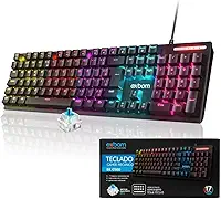 Teclado Gamer Mecânico RGB Translúcido – Switch Azul Outemu, ABNT2 107 Teclas, Anti-Ghosting 25 Teclas, Double Shot, USB Banhado a Ouro – Para PC Windows