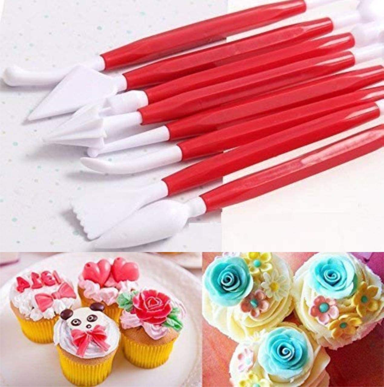 Ochtend ® Sculpting Plastic Tool kit Fondant Cake Flower Decorating Clay sugarcraft 8 Double Sided Tools (Color as Available) 1