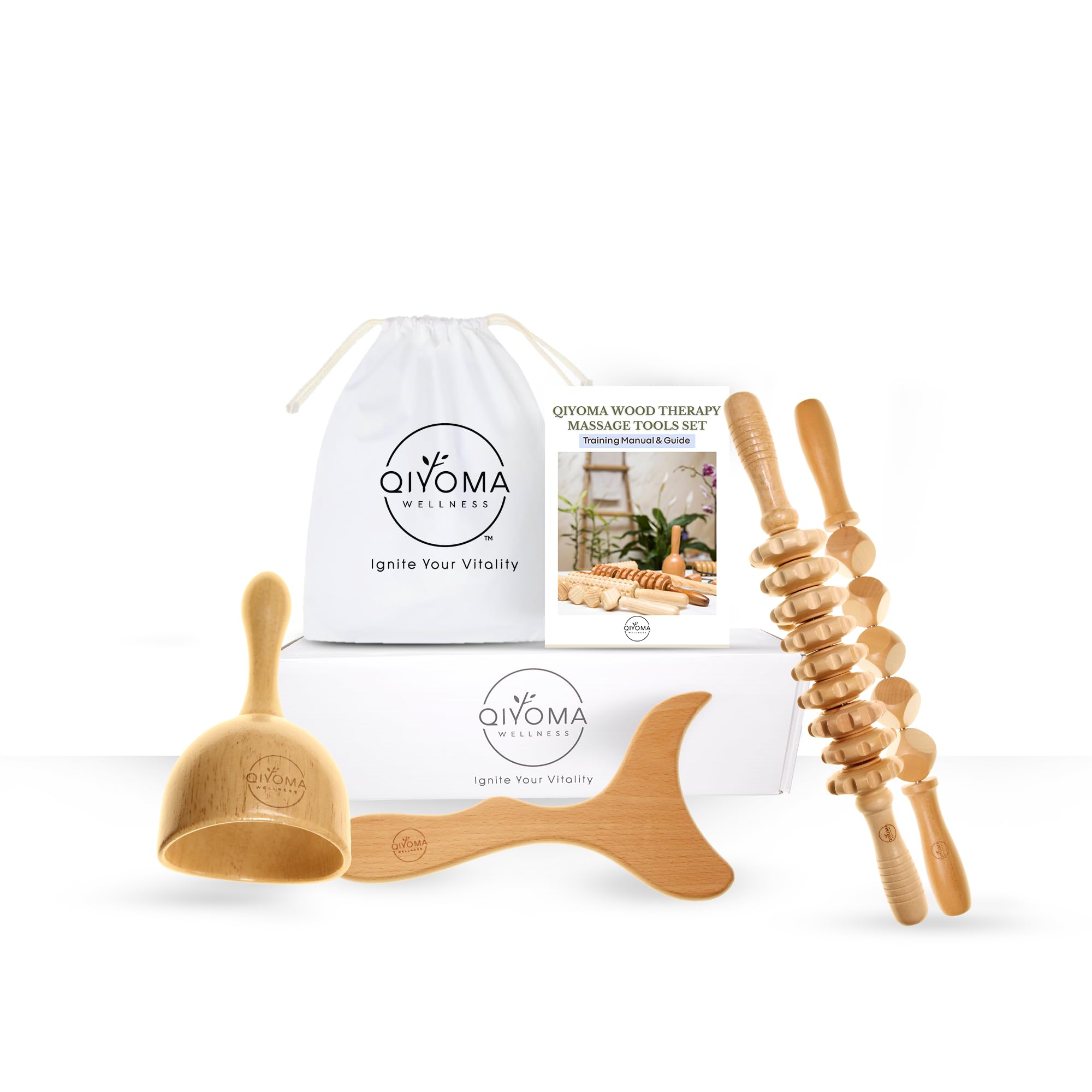 Wood Therapy Tools – Natural Wood Therapy Massage Tools for Body Shaping, Lymphatic Drainage, Relaxation – 4pcs Maderoterapia Set for Women and Men – Easy to Use – Skin-Friendly