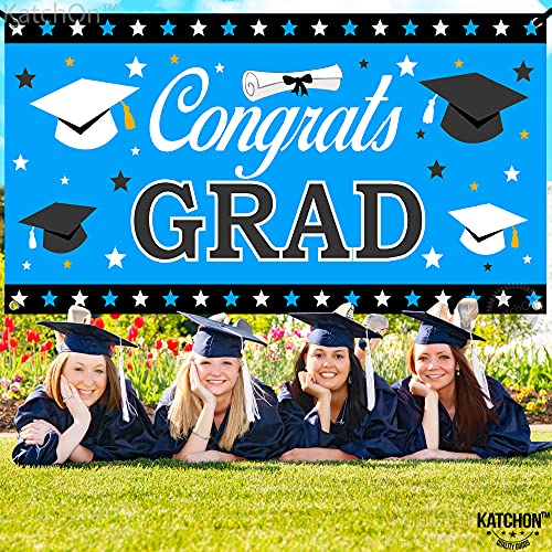 Image of KatchOn, XtraLarge Congrats Grad Banner - 72x44 Inch, Graduation Banner | Congratulations Backdrop | Blue and Black Congrats Grad Decoration | Graduation Decorations 2026