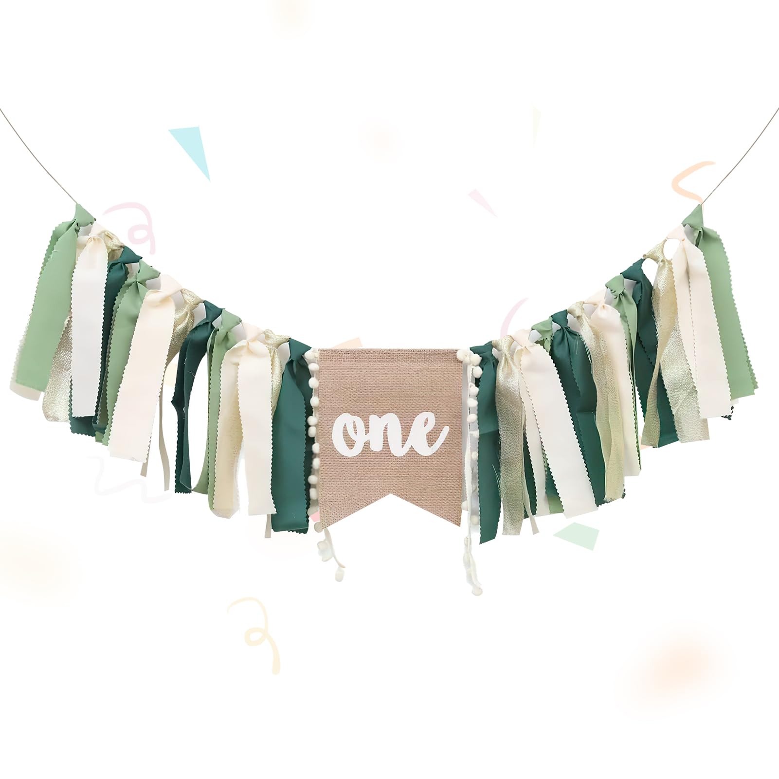 hoeslaw First Birthday Decorations, Highchair Banner with Green Tassel Chair Skirt Decoration, Nature-Inspired and Safari First Birthday Decorations