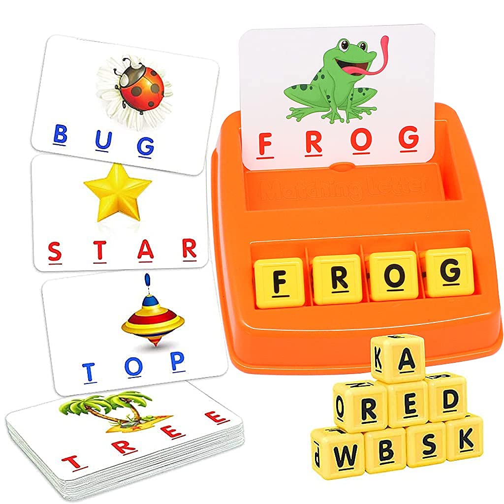 PATPAT® Spelling Games for Kids Alphabet Spelling & Reading Words with Flash Cards, Early Learning Educational Toy for Preschooler & Kindergarten Kids Boys Girls Over 3-8 Years Old, Best Gifts