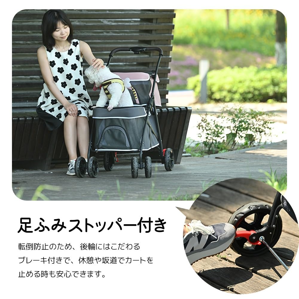 ペット用ベビーカー 軽量で折りたたみ可能なペット用ベビーカー。犬、猫、小型犬から中型犬