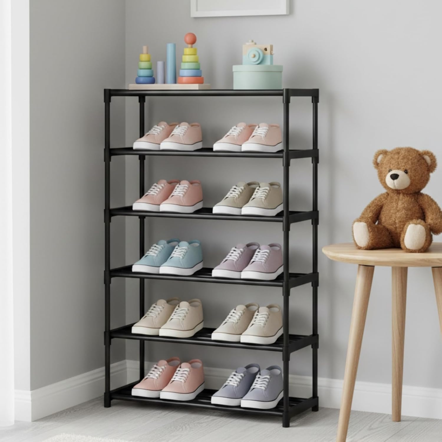 Foldable Plastic Shoe Rack for Home | Multi Layer Shoe Organizer Stand | Space Saving Footwear Storage Rack for Bedroom, Entryway & Living Room | 3/4/5/6 Tier 1
