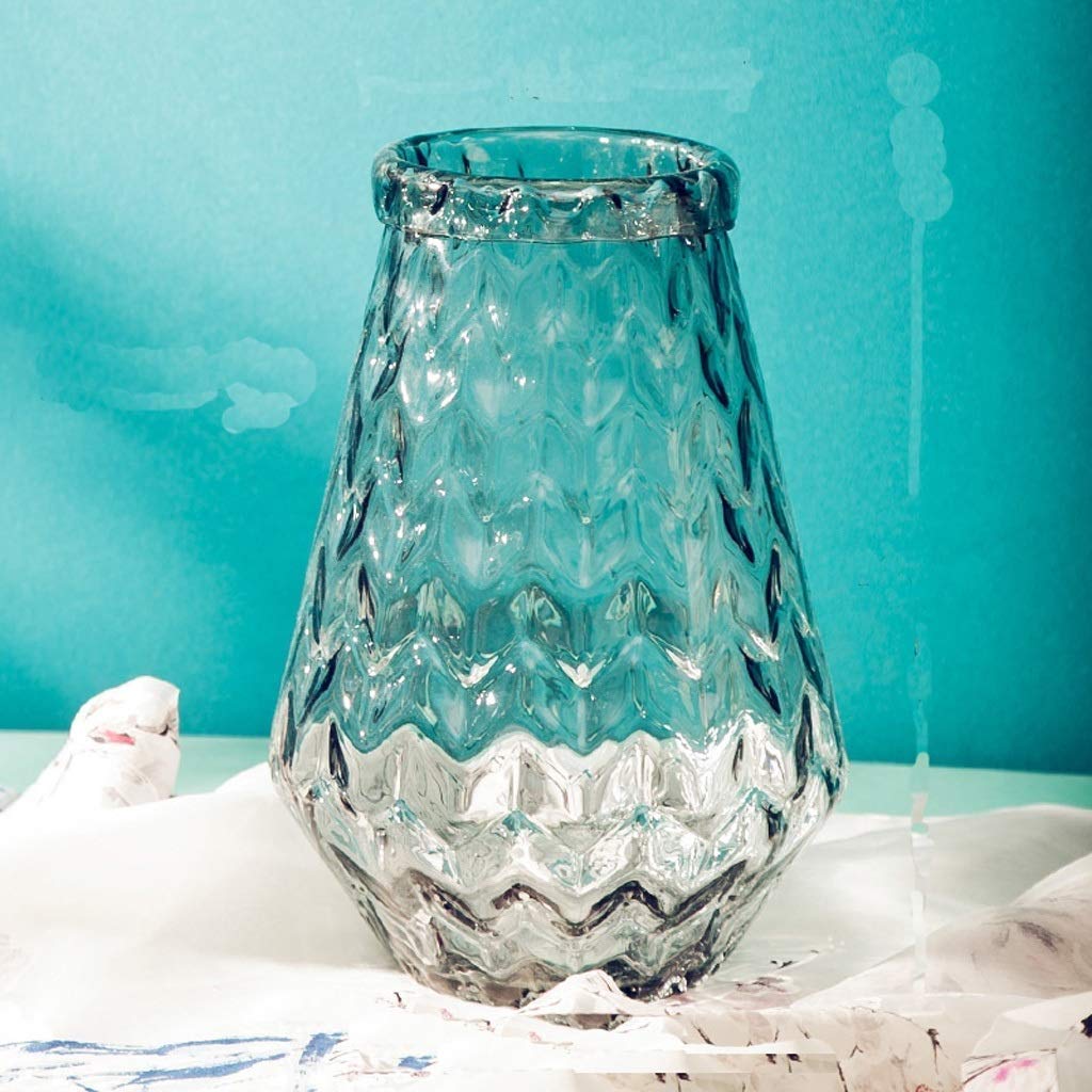 CZLSDPineapple Vase Clear Heavy Glass Flower Vase Living Room Transparent Stained Glass Handmade Flower Home Decoration (Size : 13cmx30cmx11cm)