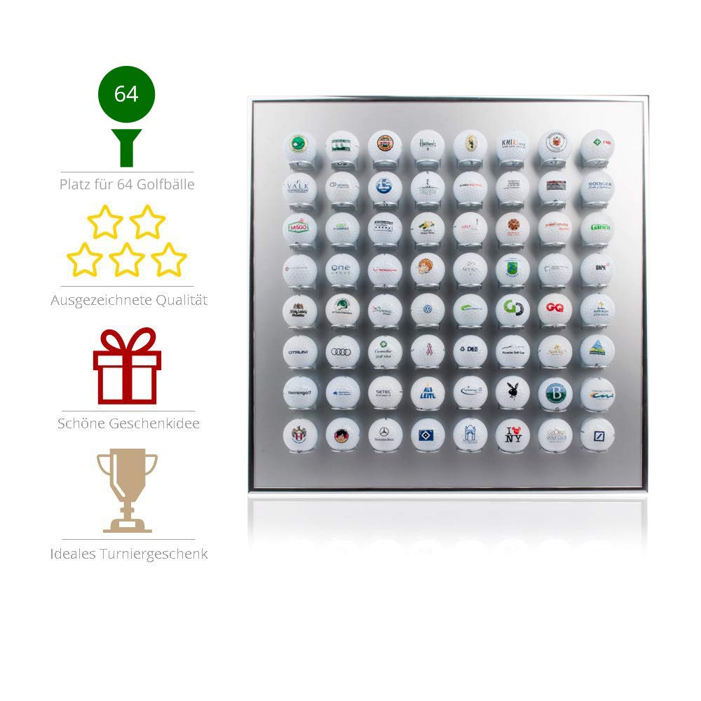KNIX Premium Golfball Setzkasten aus Aluminium für 12, 24, 36, 48, 64, 80 oder 140 - Schaukasten, Golf-Regal Vitrine Display