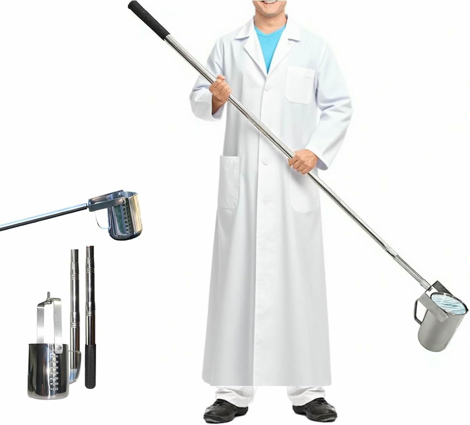 Kit de toma de muestras de agua telescópica con poste de extensión de acero inoxidable y vaso de recogida para pruebas de calidad