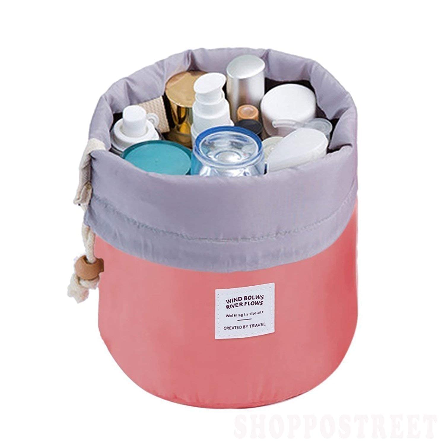 Latest Toiletry Bucket Barrel Shaped Cosmetic Bag | Travel Case Round Makeup Pouch for Girls and Women-image-10