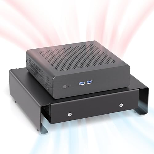 Ventilador USB silencioso de 4.724 in, soporte de aluminio con ventilador de refrigeración, compatible con Mac Mini, organizador de escritorio para