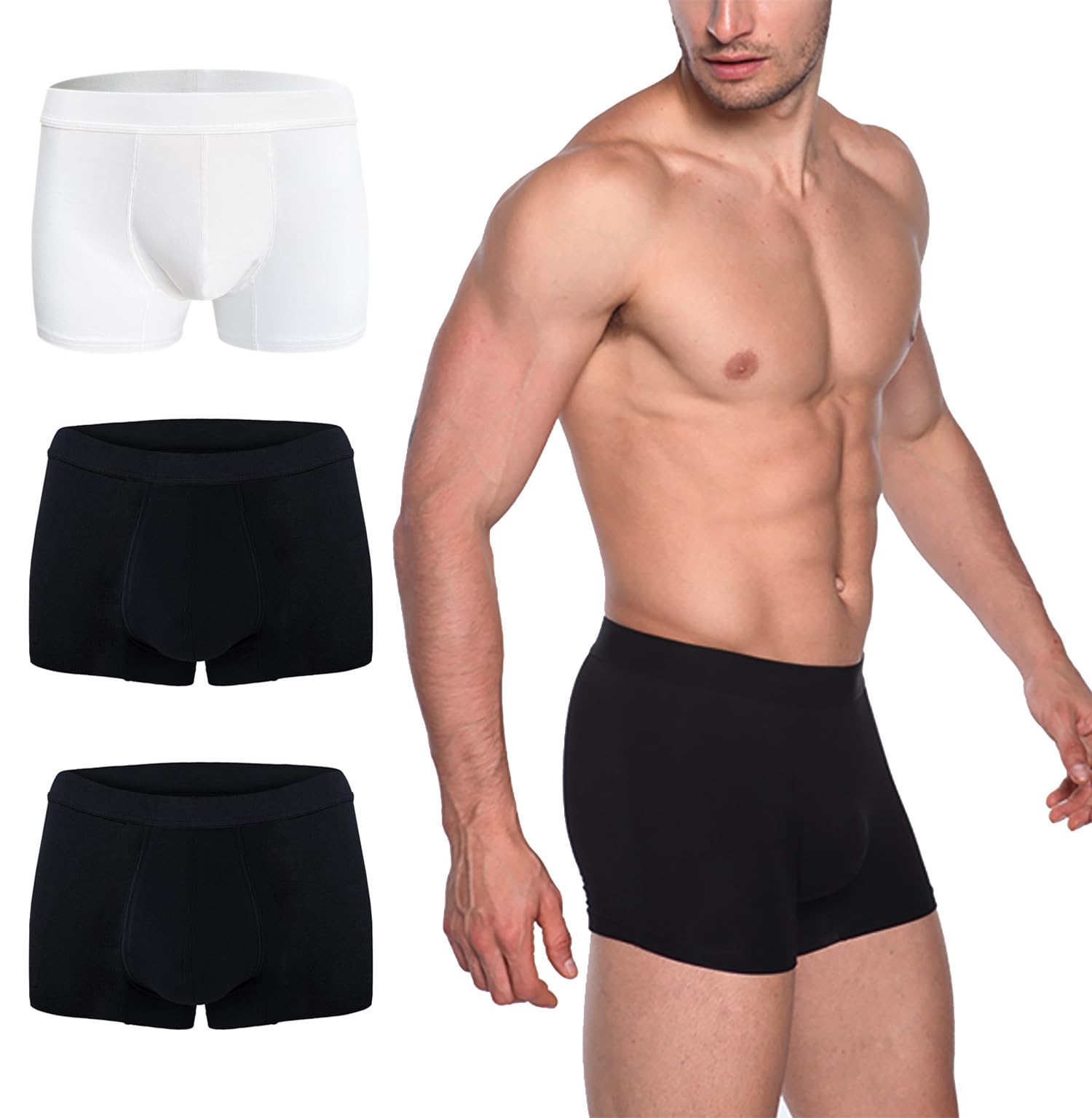 AIRCUTE Washable Absorbency Urinary Incontinence Underwear for Men Bladder Leakage Protection Boxer Briefs, 3 Pack