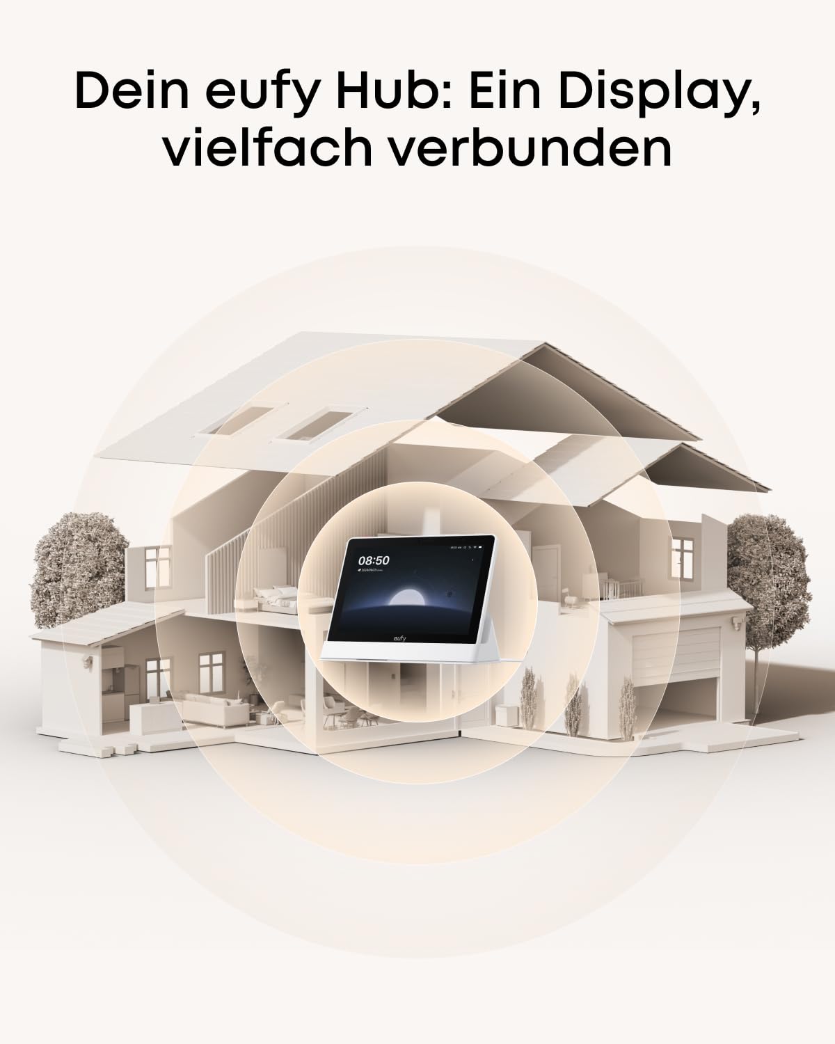 eufy Smart Display 8" Smart Home Hub kompatibel mit eufy Sicherheitsgeräten 4 Ansichten 1 Display kein ABO