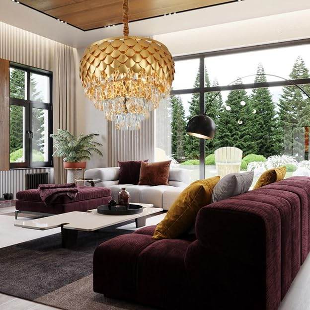 Image of Virya Chandelier for Living Room Modern Ceiling Light Jhumar for Hall Light for Living Room (Pineapple, 500mm)