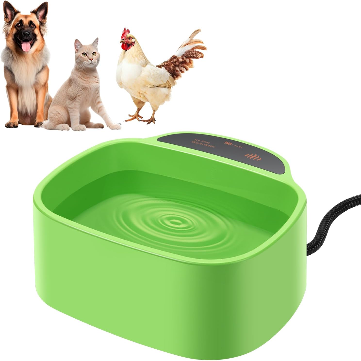MISMXC Heated Water Bowl for Dogs, IceFree Heated Pet Bowl for Outdoor Winter, Antichew Large