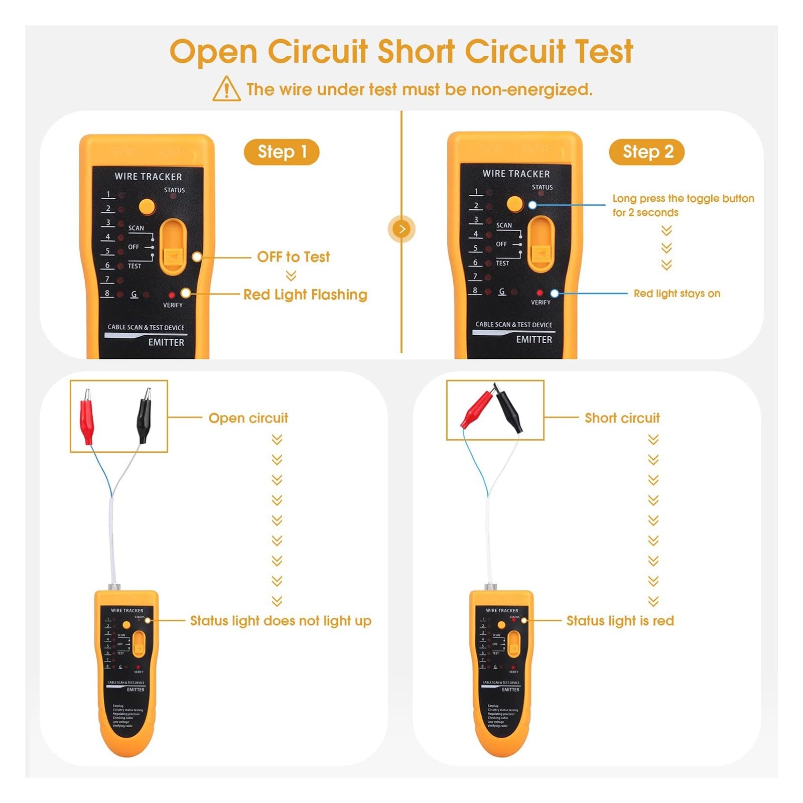 Tester kabli sieciowych LAN Lokalizator przewodów telefonicznych Diagnostyka tonów dla STP UTP Cat5 Cat6 RJ45 RJ11 linii detektora Testy transmisji(Rood)