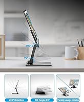 Vista 3 de Foldable Low Profile Monitor Stand - VESA 100x100 Desk Mount Adjustable Short TV Stand For Desk Easy Assembly