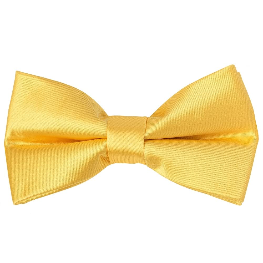 Ties R Us Boys Gold Pre Tied Yellow Satin Bow Tie Age 8-11
