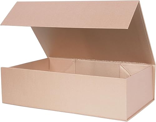 Vista 67 de Aimyoo Caja de regalo plegable marrón con tapas de cierre magnético de 13.8 x 9 x 4.3 pulgadas, cajas grandes de propuesta para dama de honor