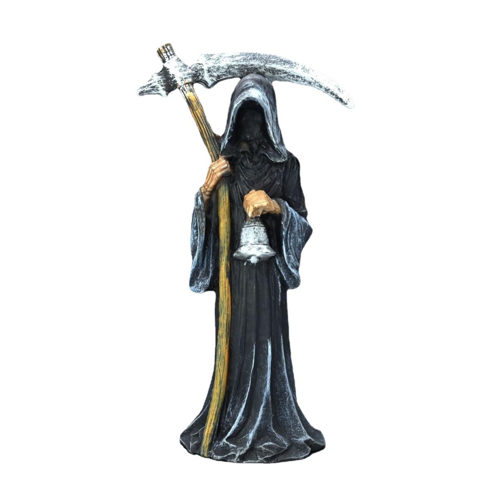 Gothic Grim Reaper Statue Resin Spooky Ornament with Sickle for Home