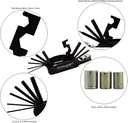 Miniatura 3 de Pit Posse PP2828 Kit de herramientas de reparación métrica plegable - Motocicleta Bicicleta Bicicleta Ciclismo Mecánico Portátil Multi Funcional