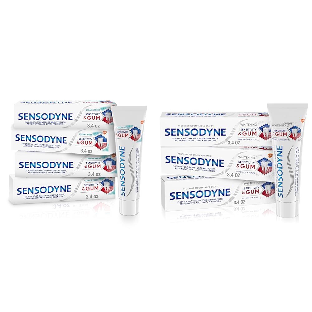 SensodyneSensitivity & Gum Toothpaste Bundle - Sensitive Teeth & Gingivitis Treatment, Whitening - 3.4 Ounce (7 Pack)