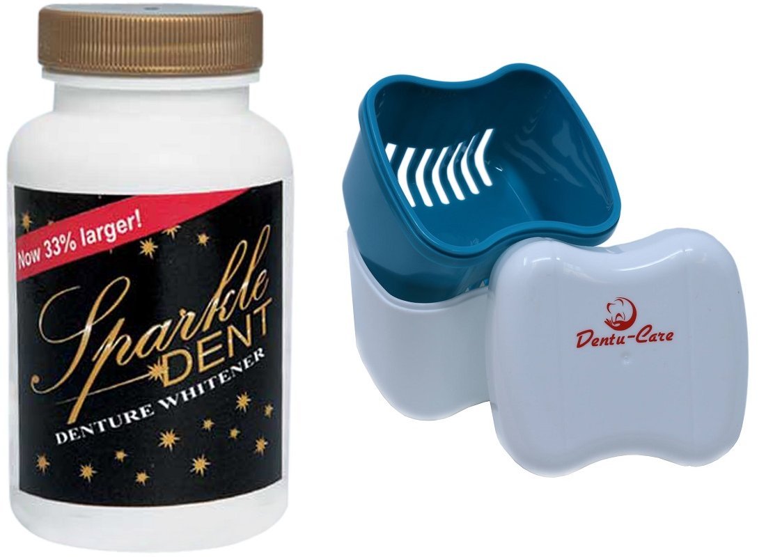 Sparkle Dent Denture Cleaner Whitener Bundled with Dentu
