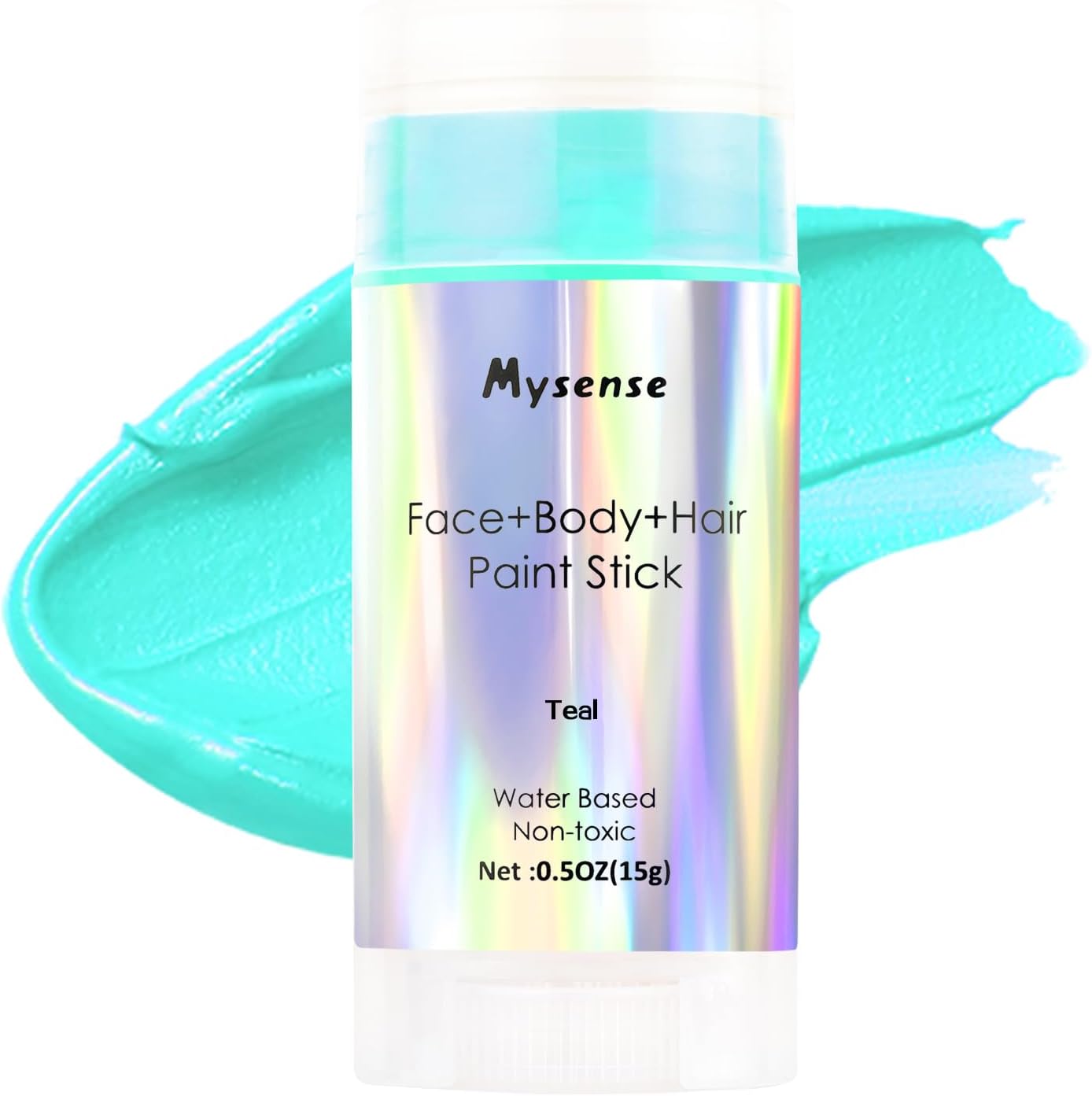 Mysense Teal Face Body Hair Paint Stick,Water Based Washable Temporary Hair Paint,Non-toxic Cream Body Paint for Adults Halloween Costume Special Effects Cosplay Makeup,0.5oz(15g)