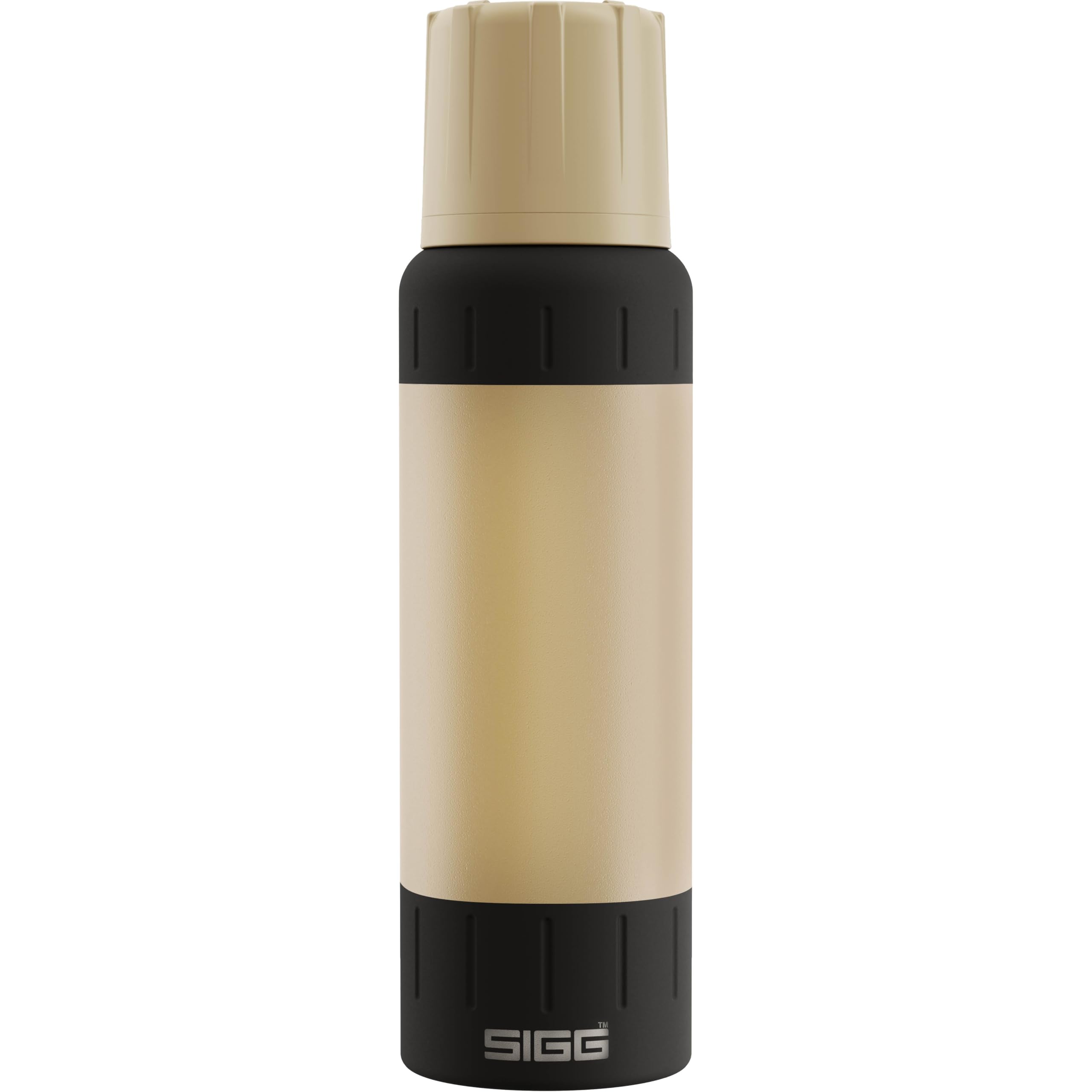 SIGG – Stainless Steel Insulated Water Bottle – Thermos Bottle Alpine Star Caramel Sand, with Cup – 27hr Hot, 100hr Cold – Compact & Robust – Leakproof – BPA-Free – Outdoor, Camping & Hiking – 1L