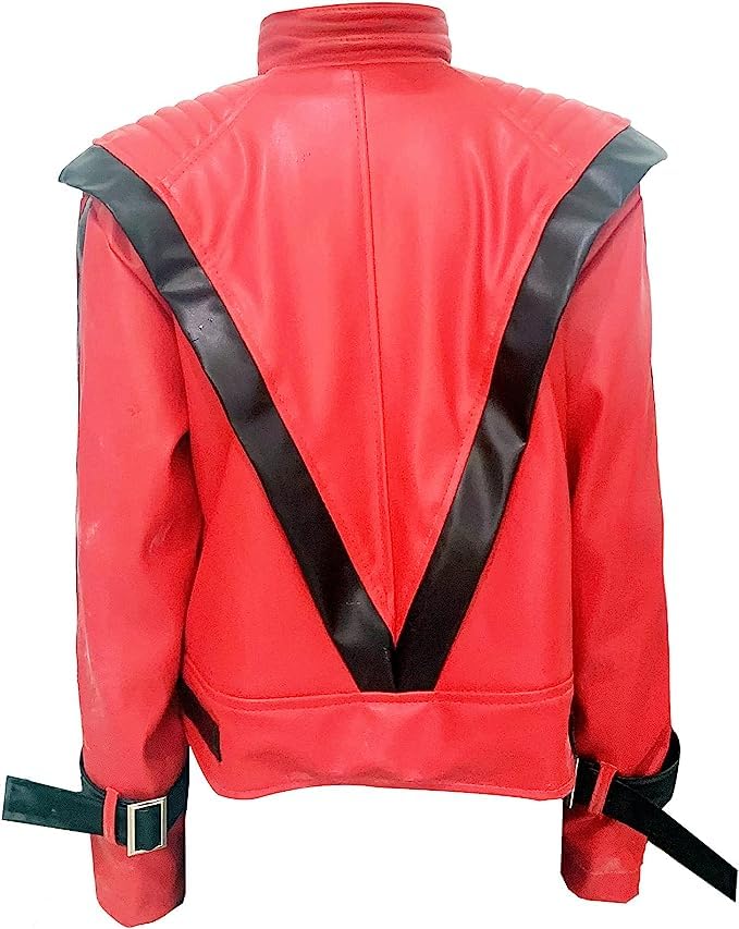 Red PU Leather Jacket Costumes for Boys Girls Kids Zip-Up Coat,Kids Halloween Christmas3