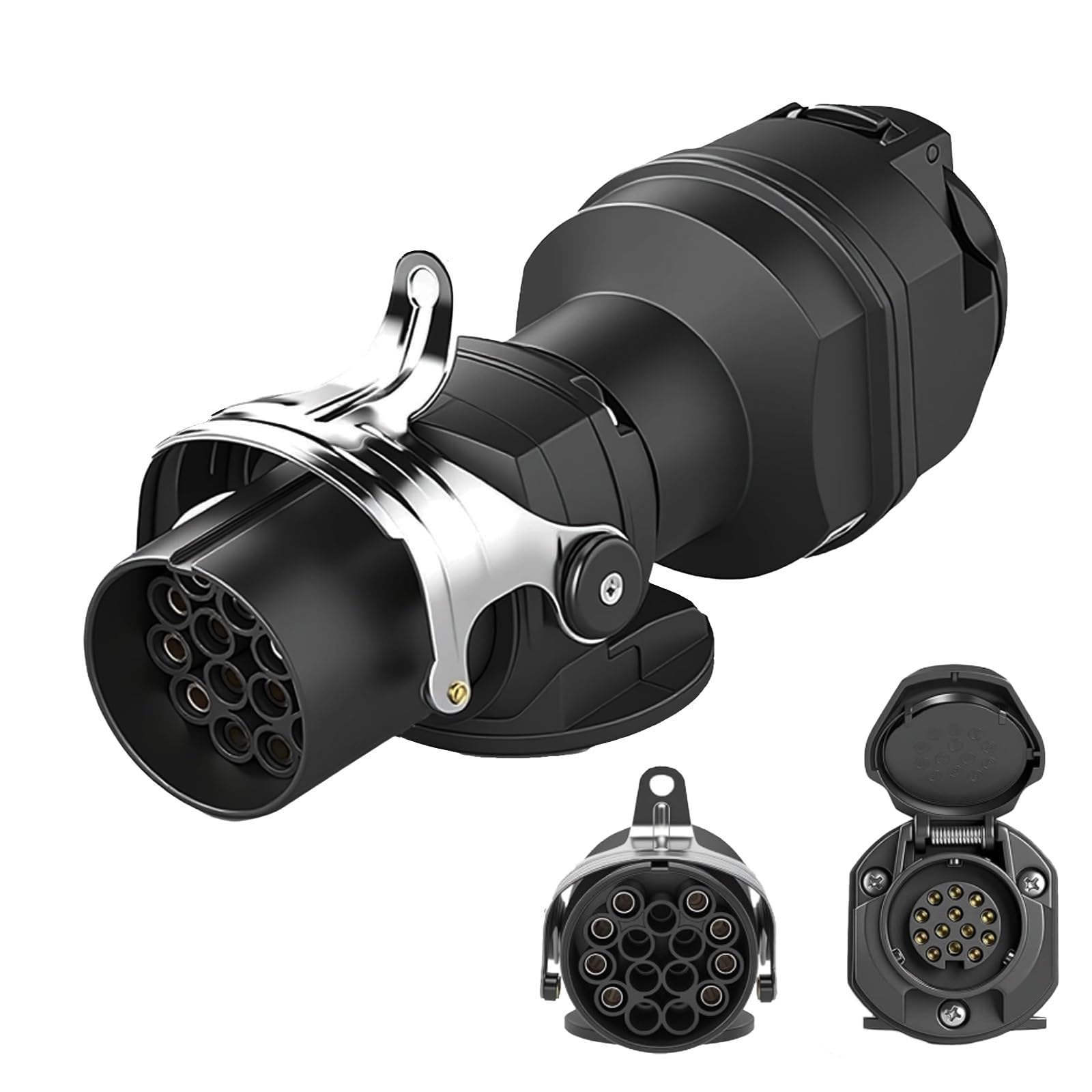 WGDYRP 24V To 12V Power Converter Adapter 15 Pin Truck ABS Socket To 13 Pin Trailer Plug For LED Lights Featuring Locking Mecha