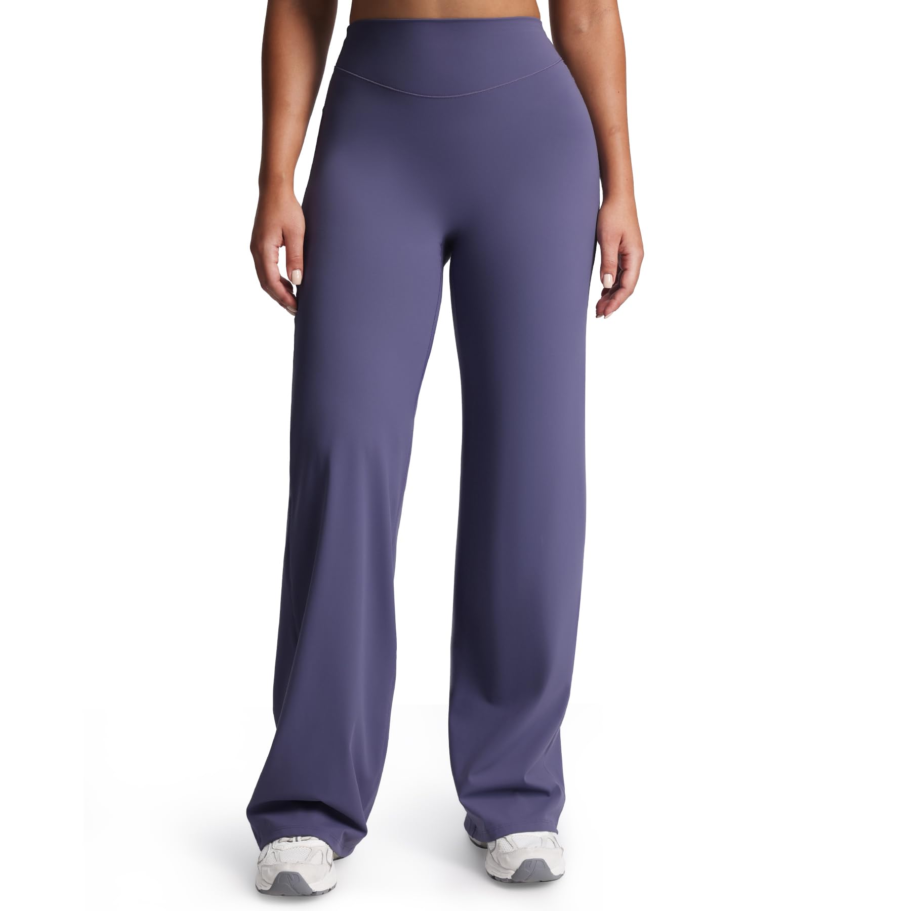 Aoxjox Velura Straight Leg Yoga Pants | womens wide leg yoga pants,plushFlex™ long brushed buttery soft fabric,mid waist,multiple inseam,workout,daily casual wear — Smoky Violet by Amazon