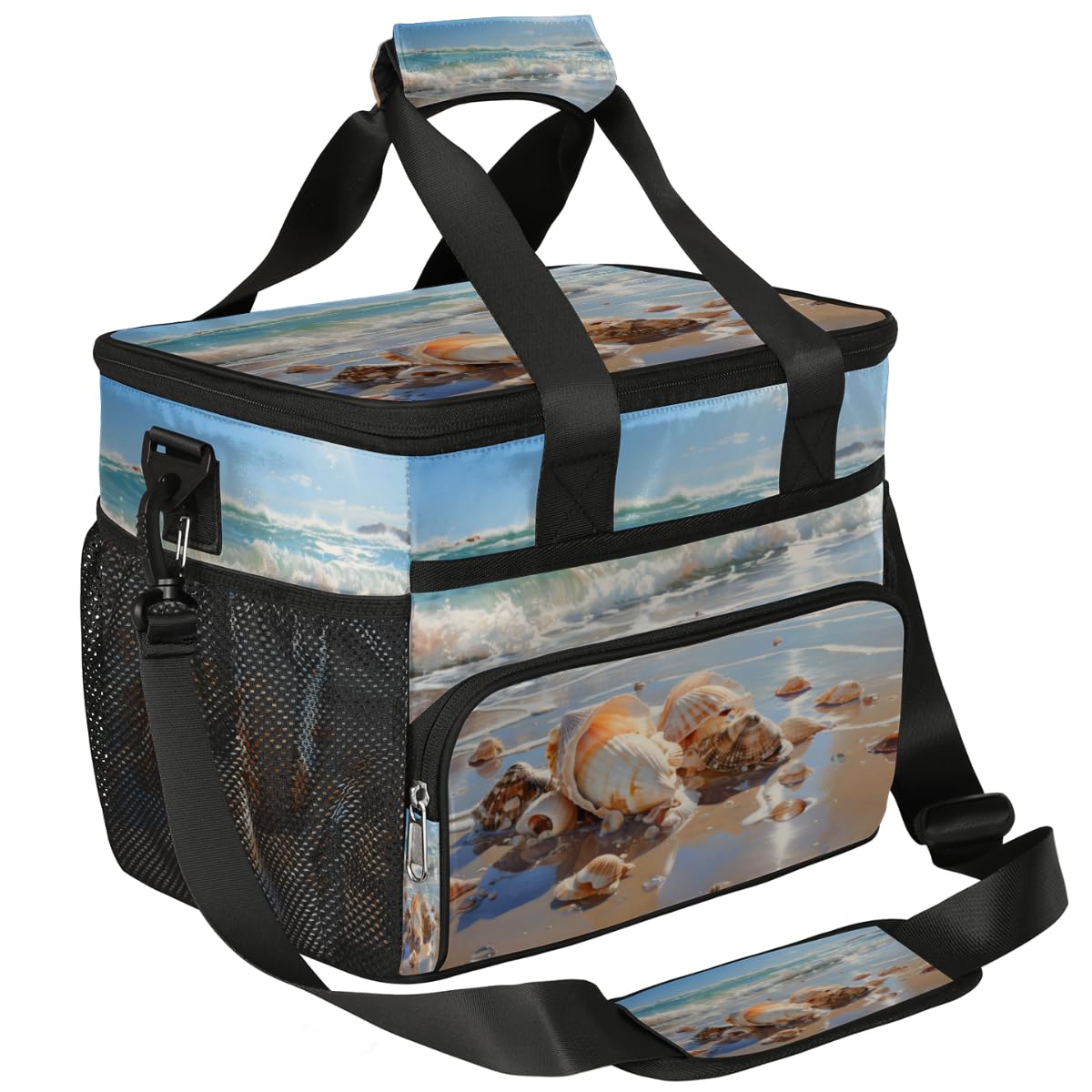 Shells Insulated Picnic Backpack Lunch Box for Women Men Picnic Basket Tote Lunch Bag Picnic Bag Portable Lunch Bags for Picnic, Beach, Work, Trip,Office, Camp Shells On Sea Shore