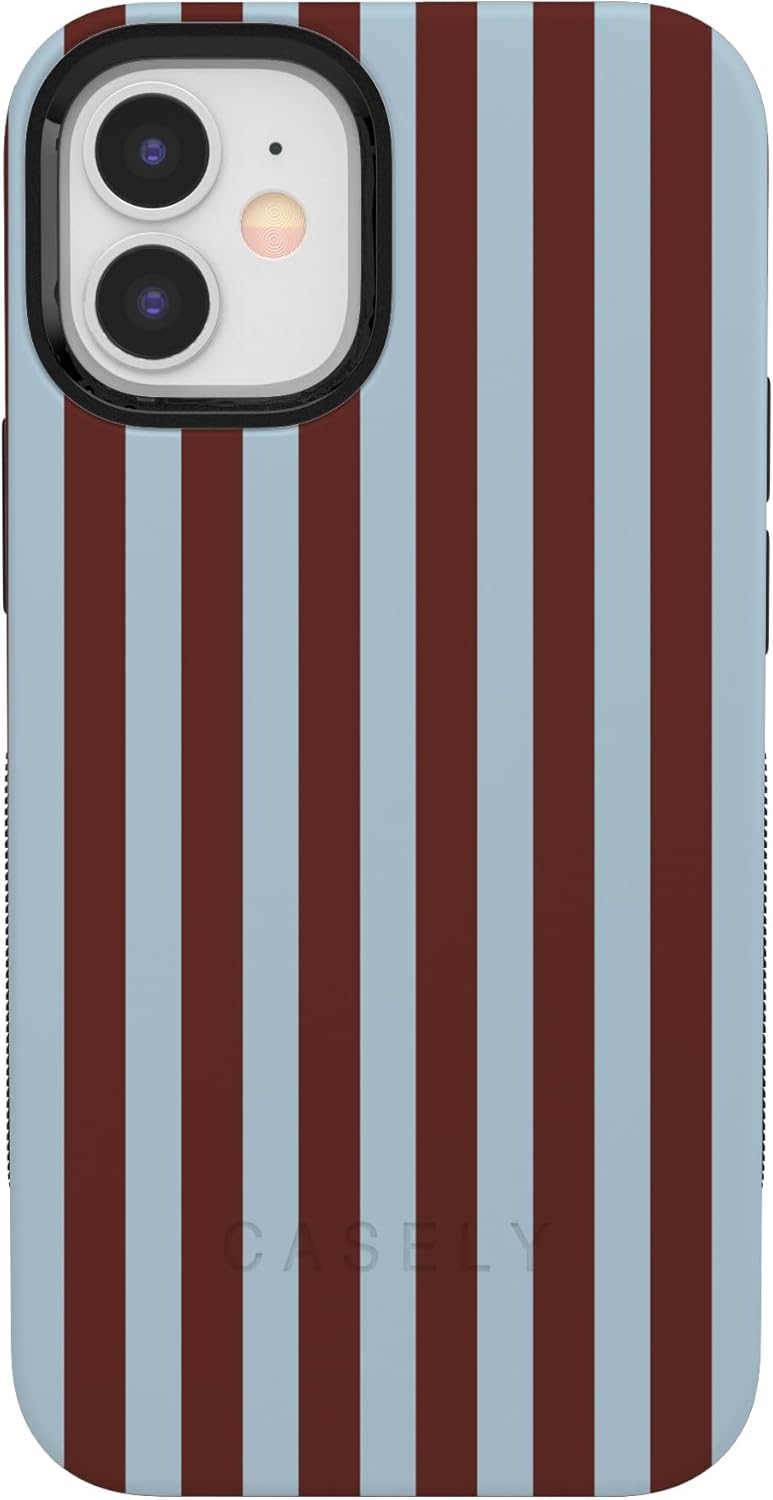 Casely iPhone 12/12 Pro Case | Sunday in Brooklyn | Blue Stripes | Bold Protective Design | Compatible with MagSafe