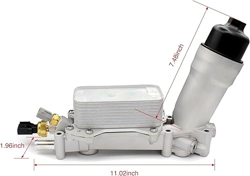 Miniatura 7 de Carcasa del filtro de aceite de motor de aluminio 926-876 con filtro de aceite y sensores de enfriamiento, compatible con Chrysler 200 300