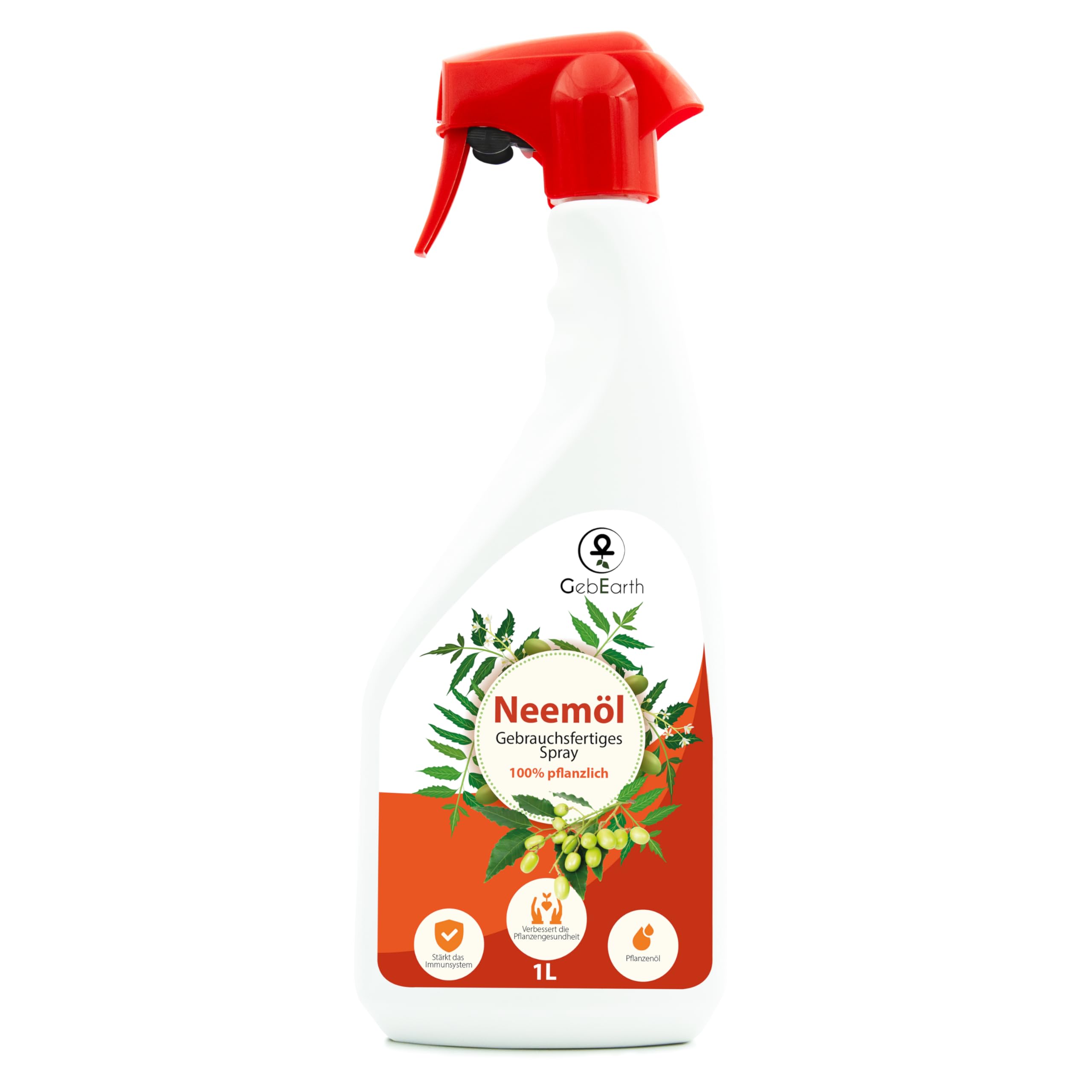 GebEarth® | Neemöl für Pflanzen Spray 1 Liter【Natürliche Pflanzenpflege gegen Wollläuse, Schädlinge, Rote Spinnmilbe】- Natürliches, gebrauchsfertiges Neemöl für drinnen und draußen.