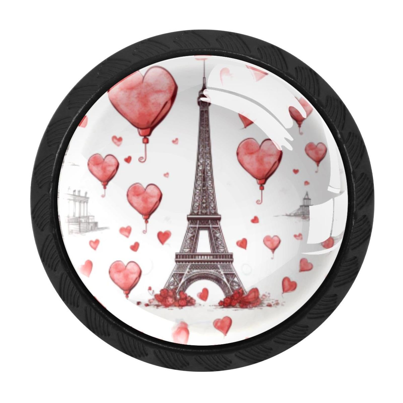 Chenzzzz Multicolored 15 4 Pack Black Eiffel Tower Valentine's Day Cabinet Pulls With Screws, Kitchen Cabinet Knobs Hardware