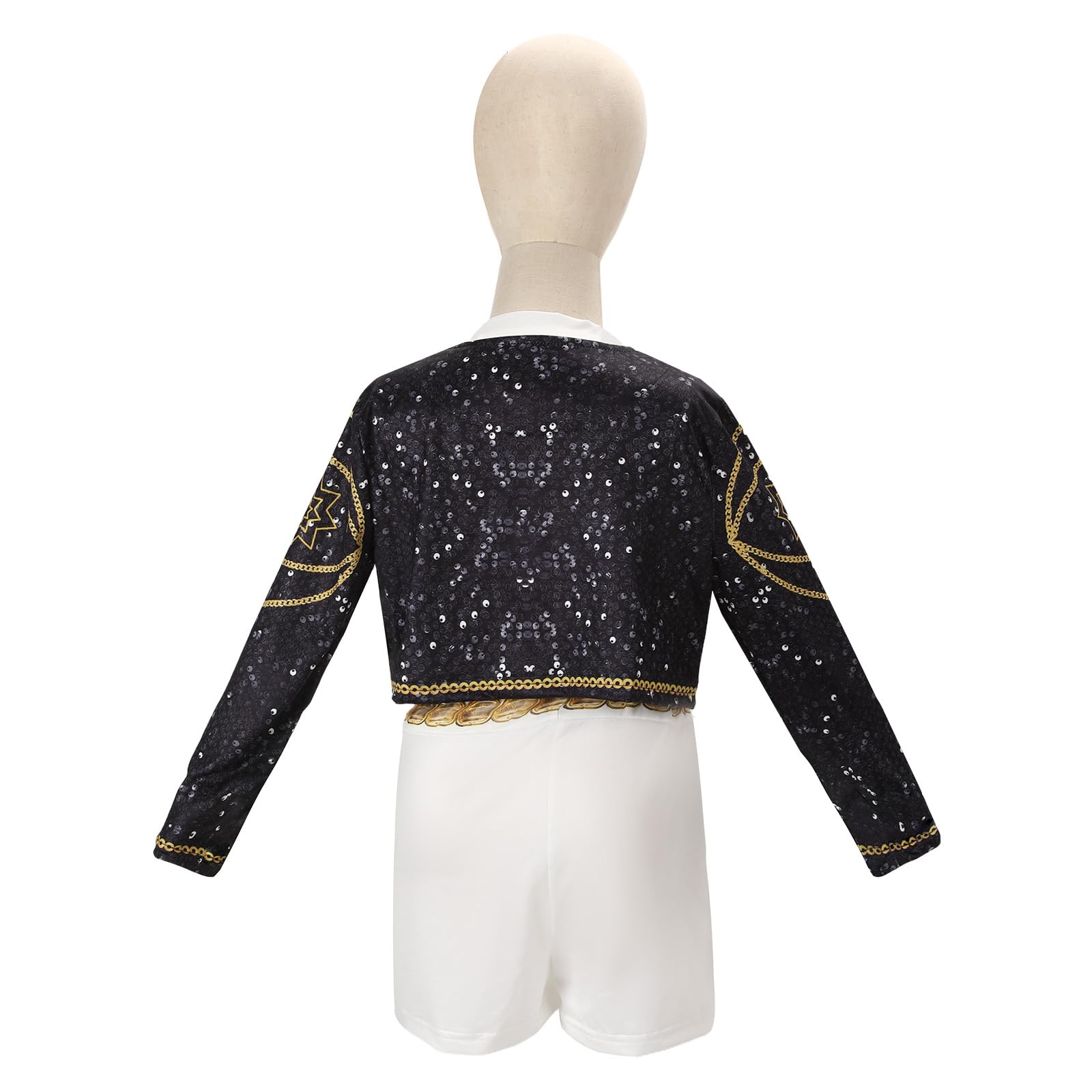 Makoike Girls Anime Costume Printed Black Pop Stage Costume for kids Jacket T-shirt Shorts Carnival Halloween Outfit Cosplay Props